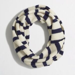 J. Crew Navy and Cream Infinity Scarf 100% Wool